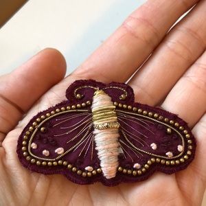 Anthropologie Accessories - Azumi Sakata embellished moth embroidered patch Anthropologie Accessories - Azumi Sakata embellished moth embroidered patch